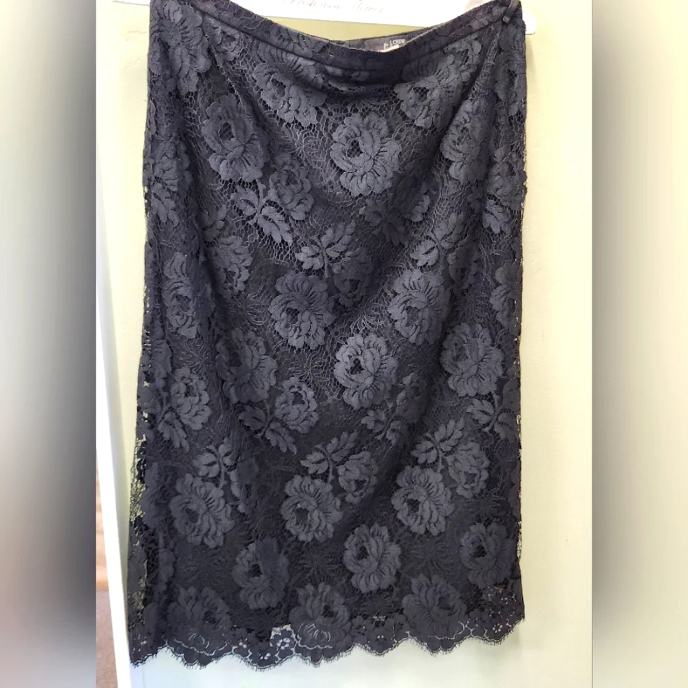 J. Crew Black Lace Pencil Skirt